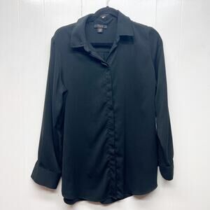 Dalia Women's Black Button Front Long Sleeve Top Size Large Workwear Office